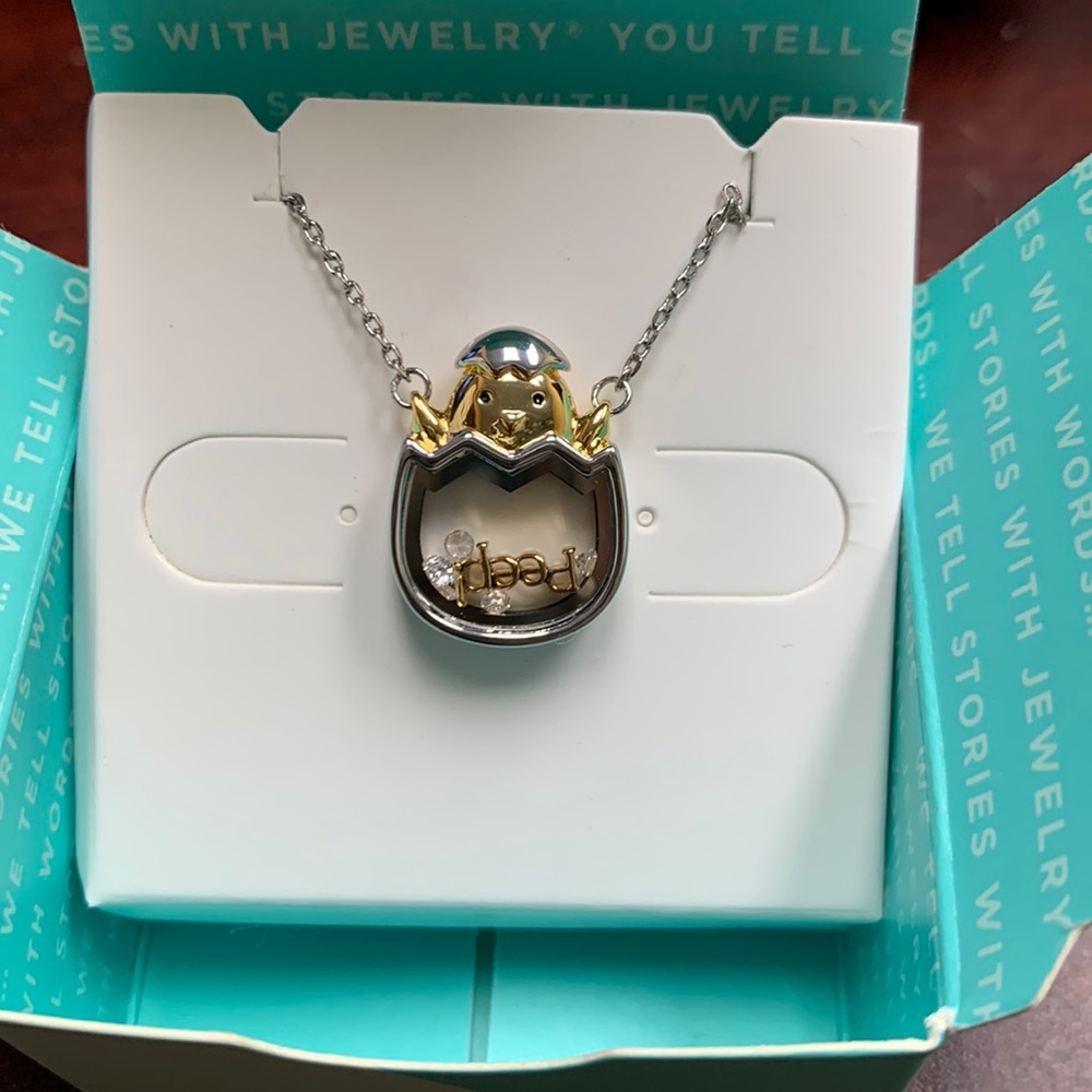 Silver and Gold Easter capsule necklace 18-20” chain